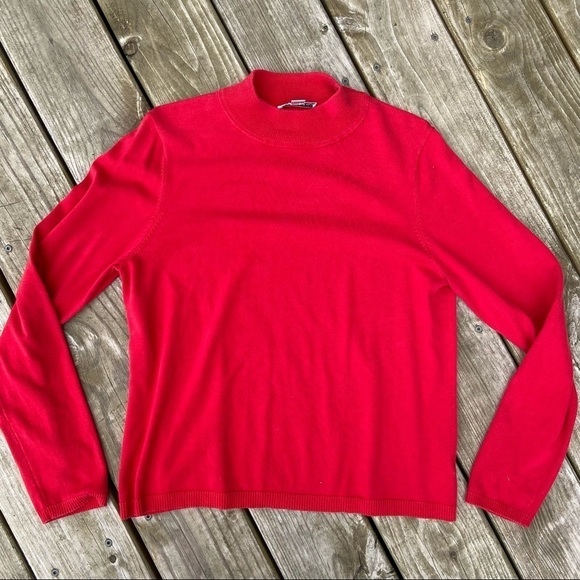 Pendleton red mock turtleneck sweater silk blend Medium - Picture 1 of 8